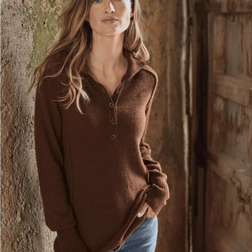 Peruvian Connection Brown Knit 100% Woolen Royal Alpaca Sweater XS